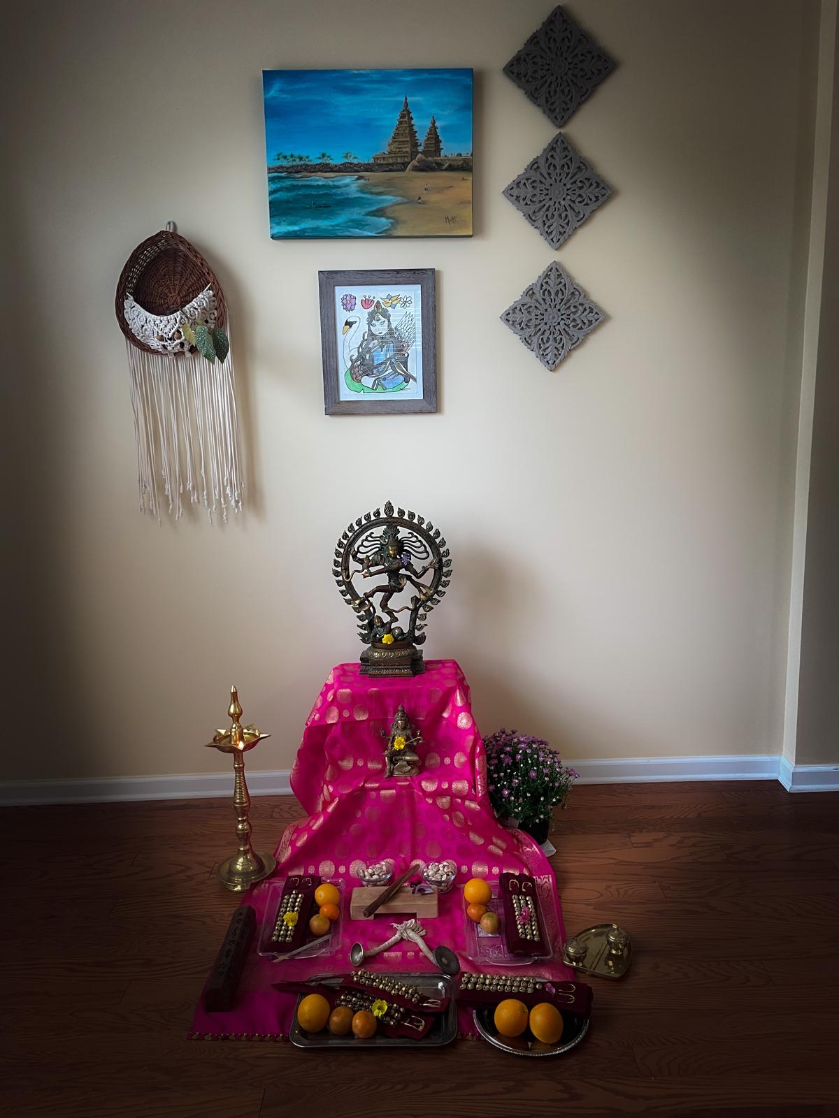 Bharatanatyam dancer in classical pose and costume